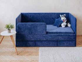 Диван-кровать Happy (синий) в Заозёрном - zaozyornyj.mebel-nsk.ru | фото