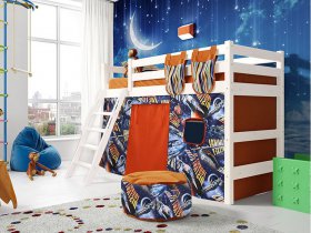 Кровать полувысокая Соня (вариант 6) с наклонной лестницей в Заозёрном - zaozyornyj.mebel-nsk.ru | фото