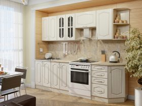 Модульная кухня Классика-1 (дуб молочный) в Заозёрном - zaozyornyj.mebel-nsk.ru | фото