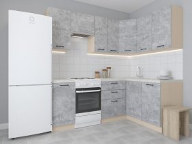 Модульная угловая кухня 1,4м*2,1м Лада (цемент) в Заозёрном - zaozyornyj.mebel-nsk.ru | фото