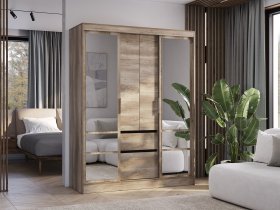Шкаф-купе ШКК-06 Энигма (венге/дуб каньон) в Заозёрном - zaozyornyj.mebel-nsk.ru | фото