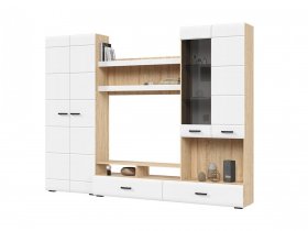 Стенка ГС-01 Либерти (дуб сонома/белый глянец) в Заозёрном - zaozyornyj.mebel-nsk.ru | фото