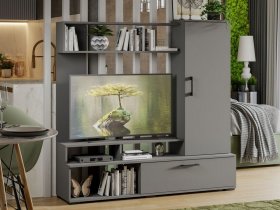 Стенка «Сиена» (графит серый) в Заозёрном - zaozyornyj.mebel-nsk.ru | фото