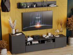 Стенка «Сильвия» (графит серый) в Заозёрном - zaozyornyj.mebel-nsk.ru | фото