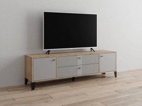 Тумба под ТВ Парус-10 (дуб крафт серый/серый) в Заозёрном - zaozyornyj.mebel-nsk.ru | фото